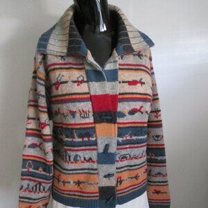 Jacquard Paris 100% wool cardigan